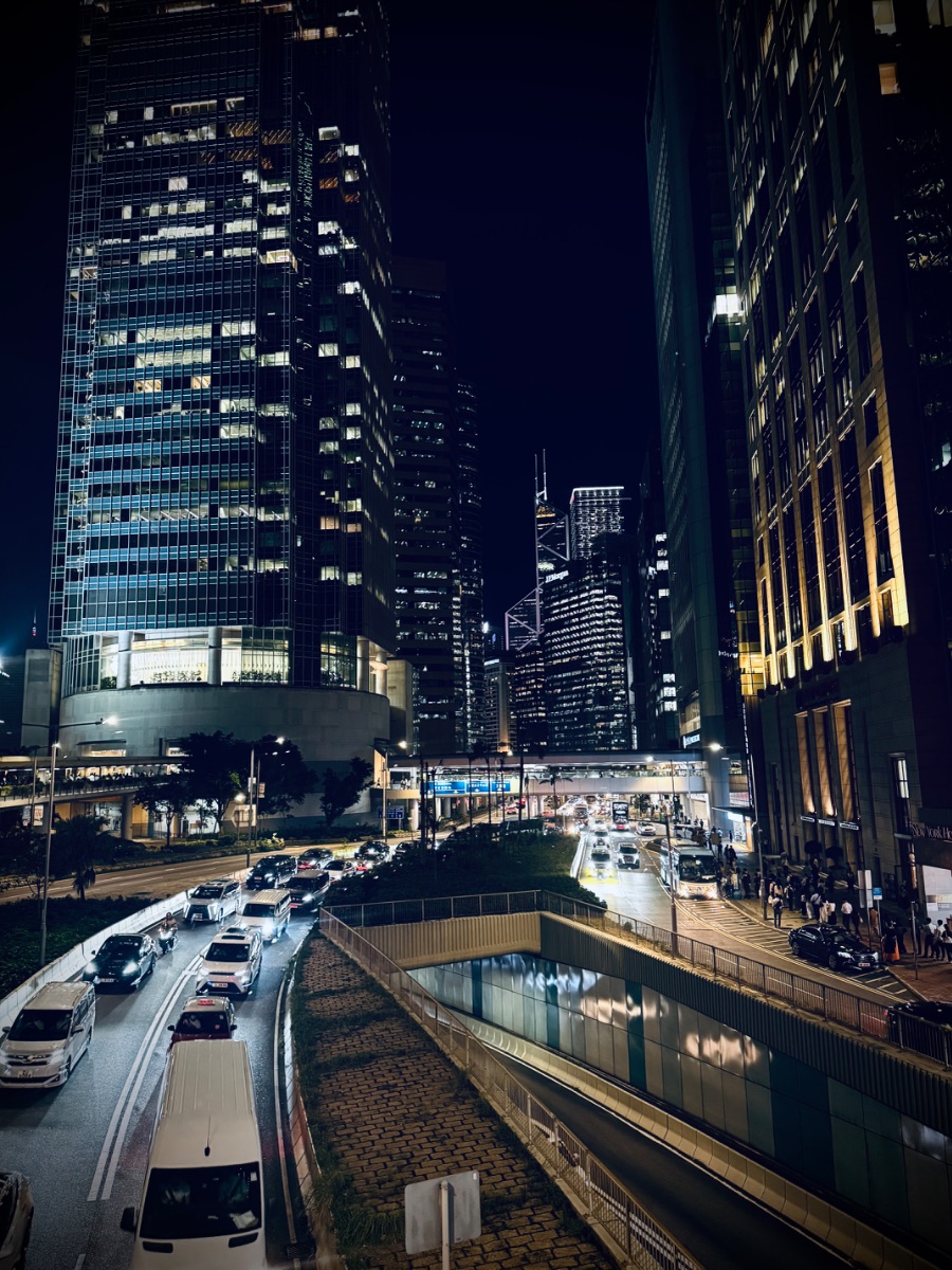The concrete canyons at night