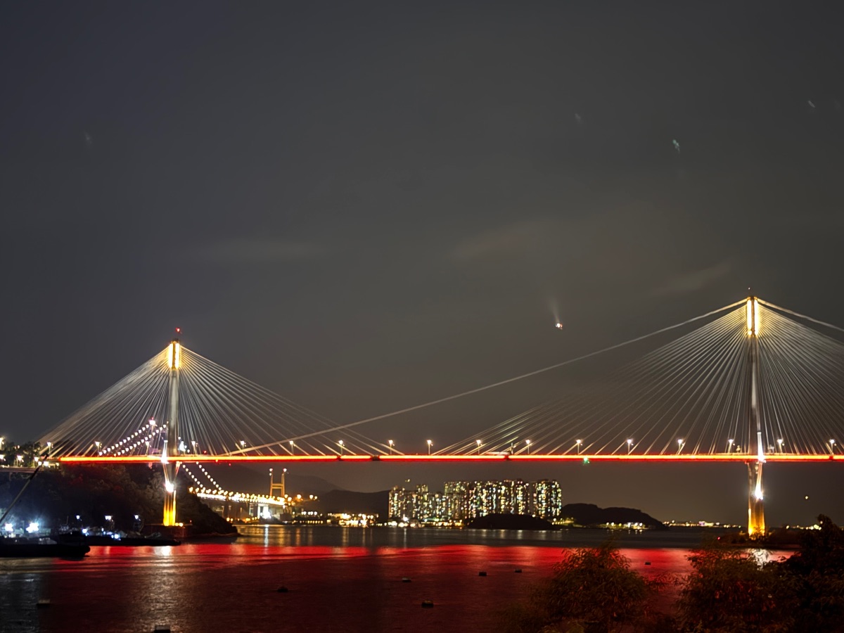 Midnight Lines & Crimson Reflection: Ting Kau Bridge