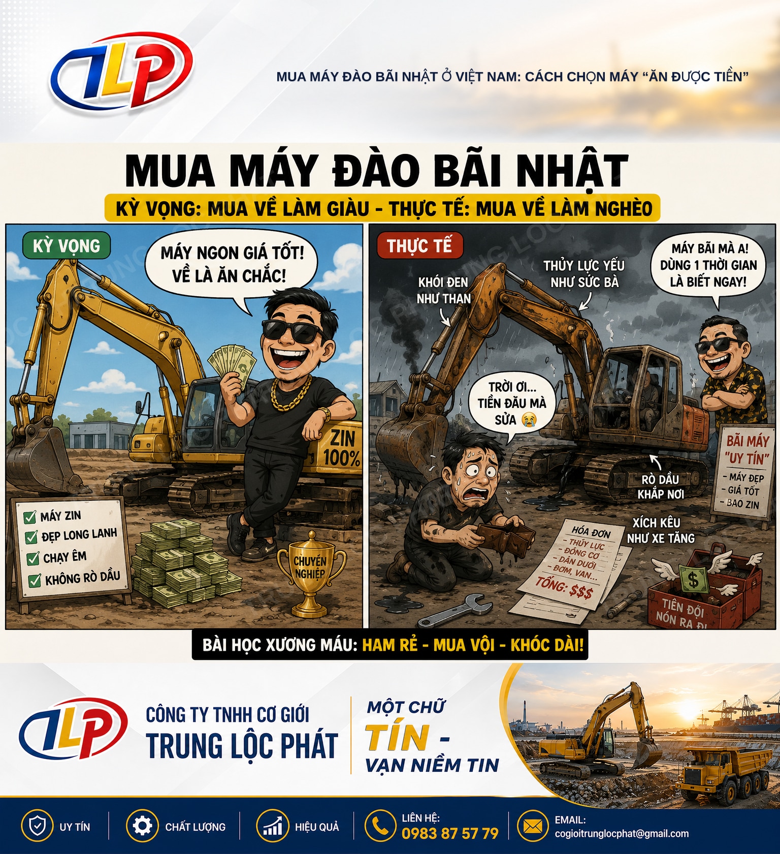 Mua máy đào bãi Nhật ở Việt Nam: Cách chọn máy “ăn được tiền”