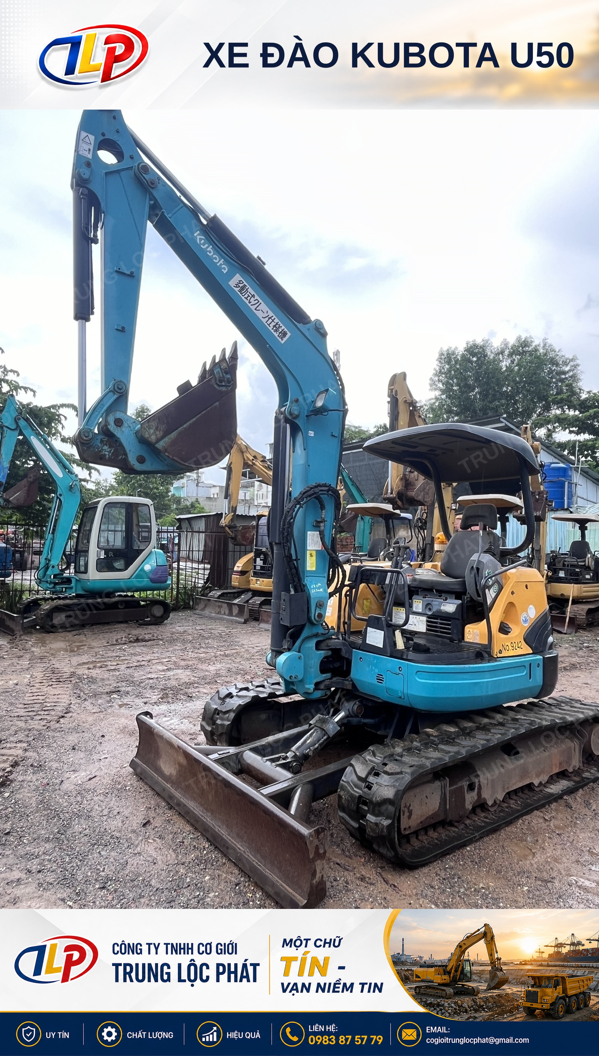 Xe đào bánh xích Kubota U-50-5 sản xuất năm 2008 chất lượng cao - 1