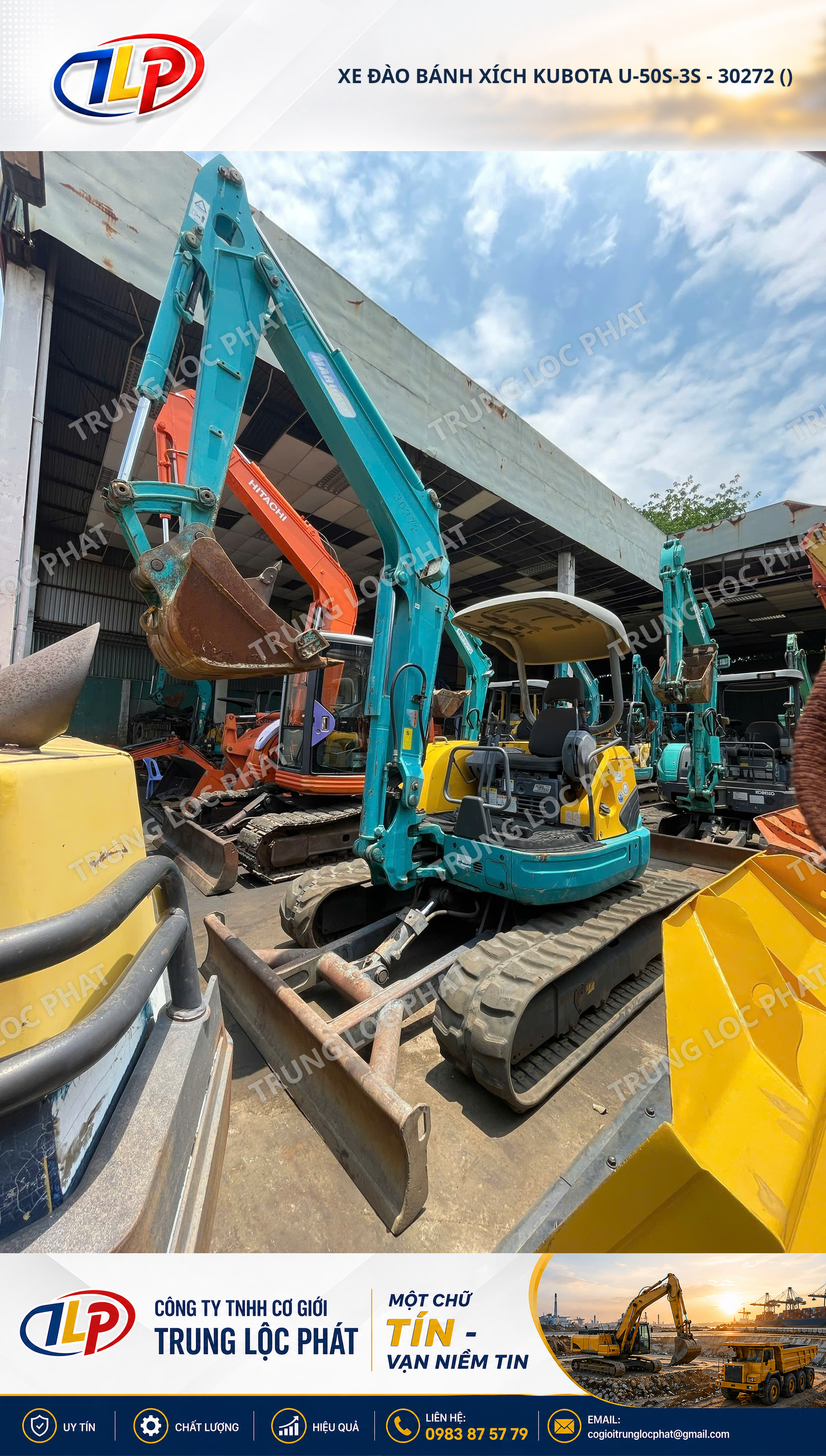 Xe đào bánh xích Kubota U-50S-3S chính hãng độ bền cao