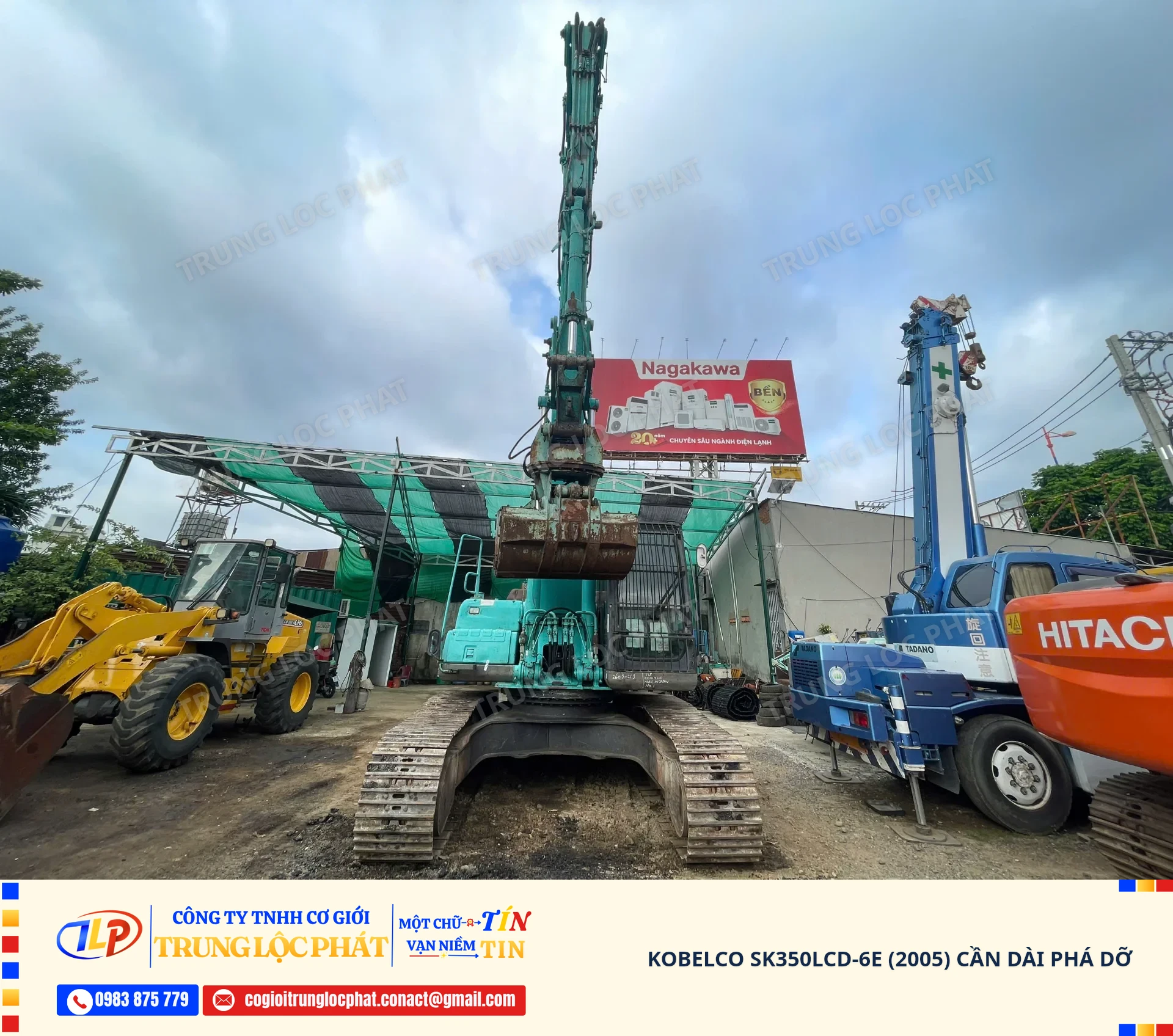 Máy phá dỡ công trình Kobelco SK350LCD-6E cần dài 24m kìm bóp bê tông bãi Nhật - 21