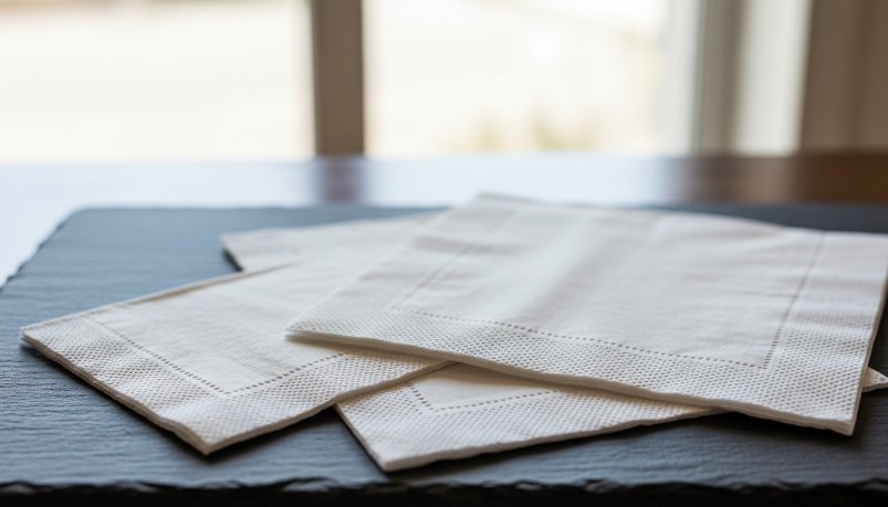 A detailed table showing various sizes and specifications of paper napkins used in the American market.