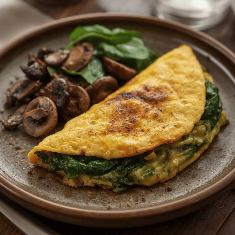 🍳 Omelet met Spinazie en Champignons