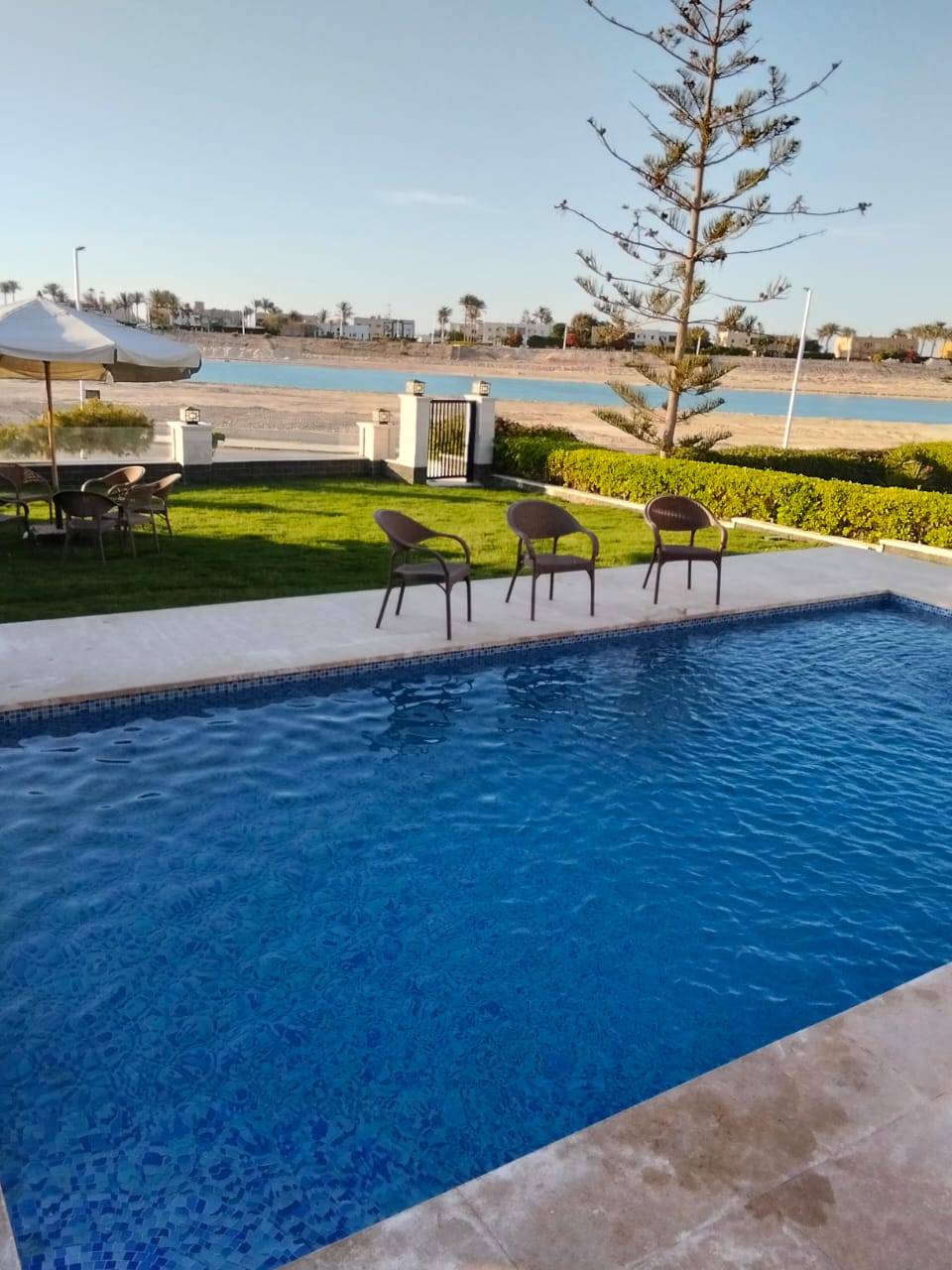 Luxury villa with a view of the private pool in Marina 2, El Alamein.