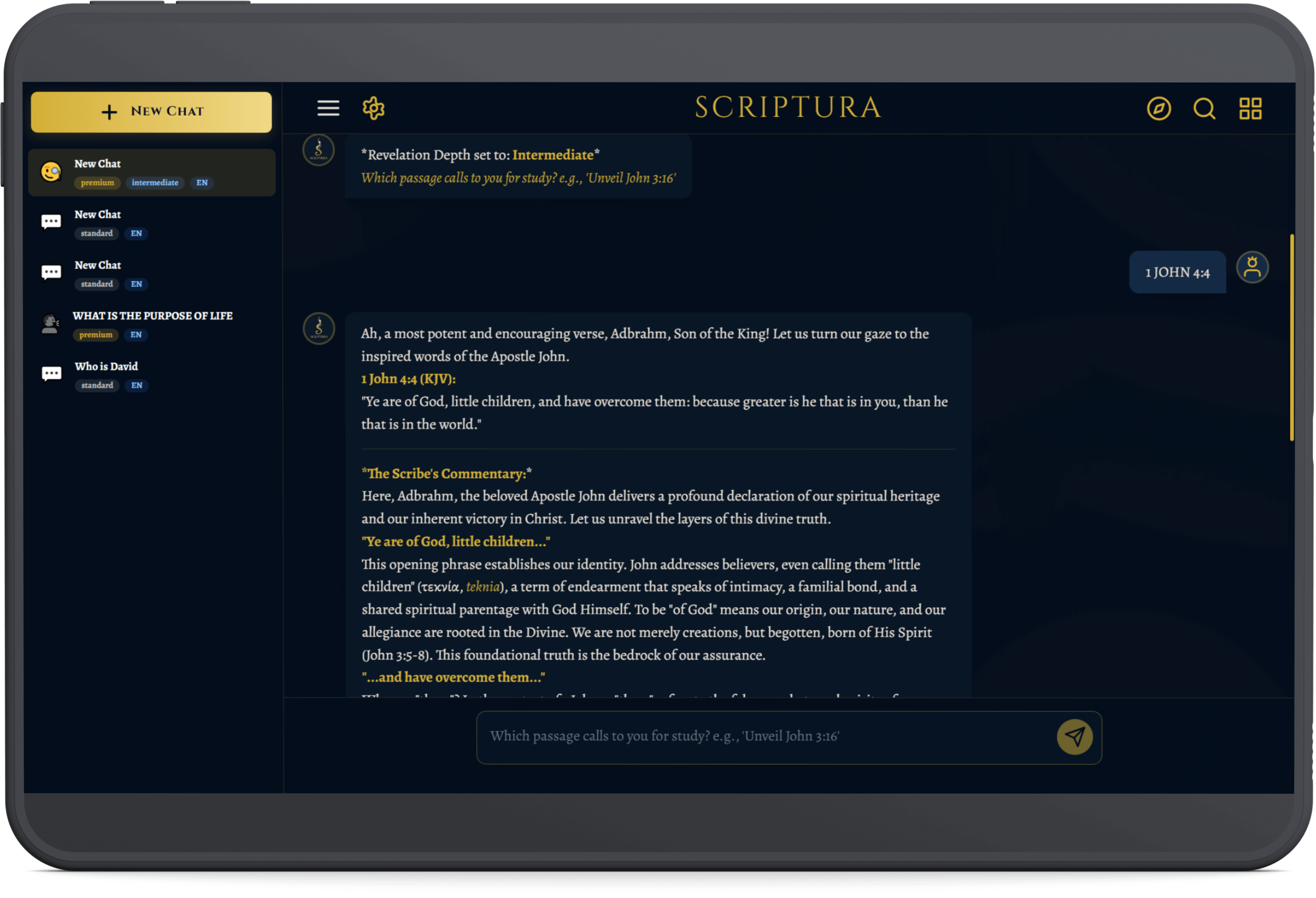 A deep study session of Scribe's Commentary on a desktop.