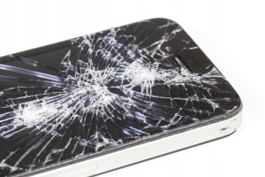 Smartphone with seriously broken display screen