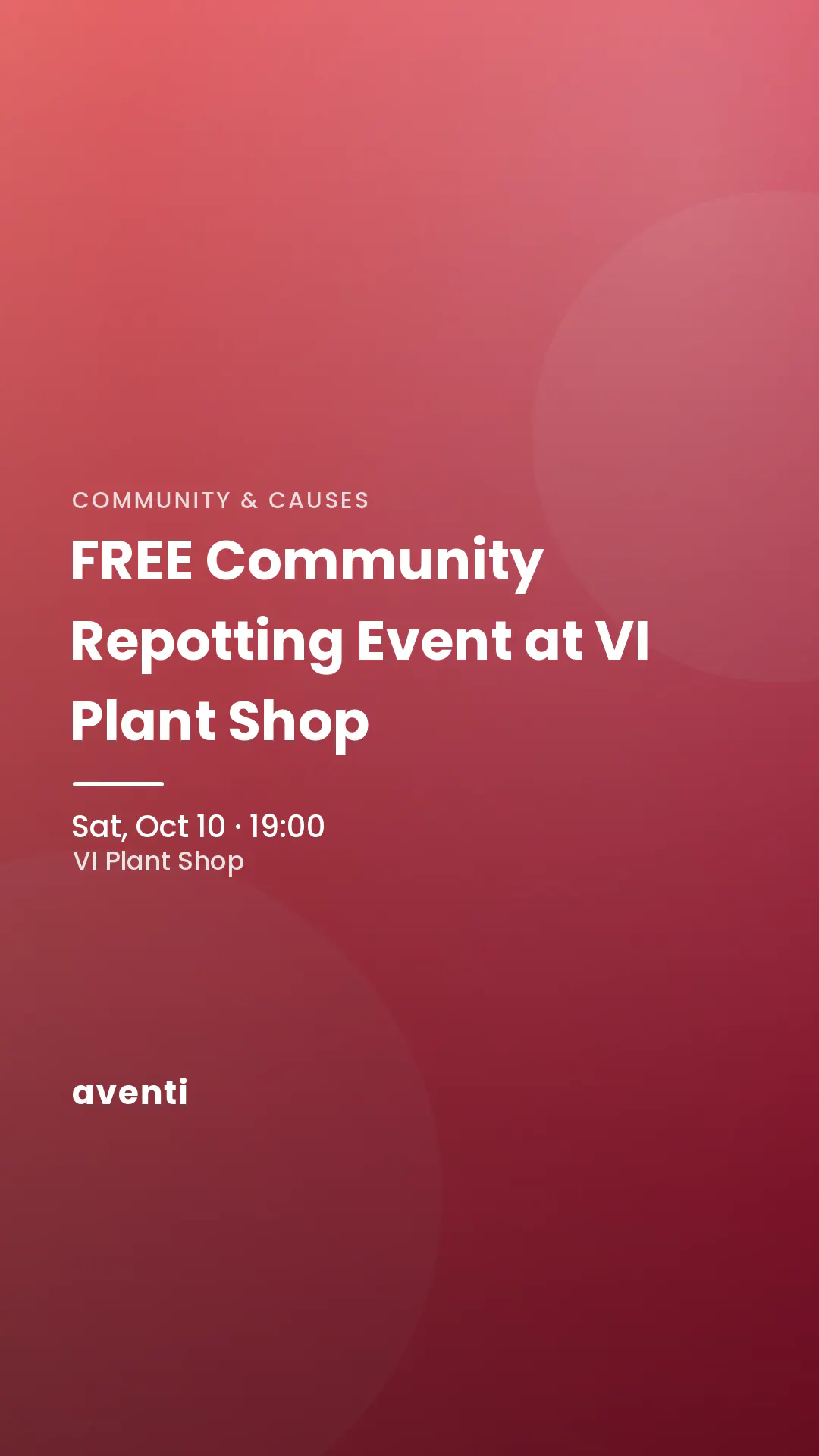 FREE Community Repotting Event at VI Plant Shop