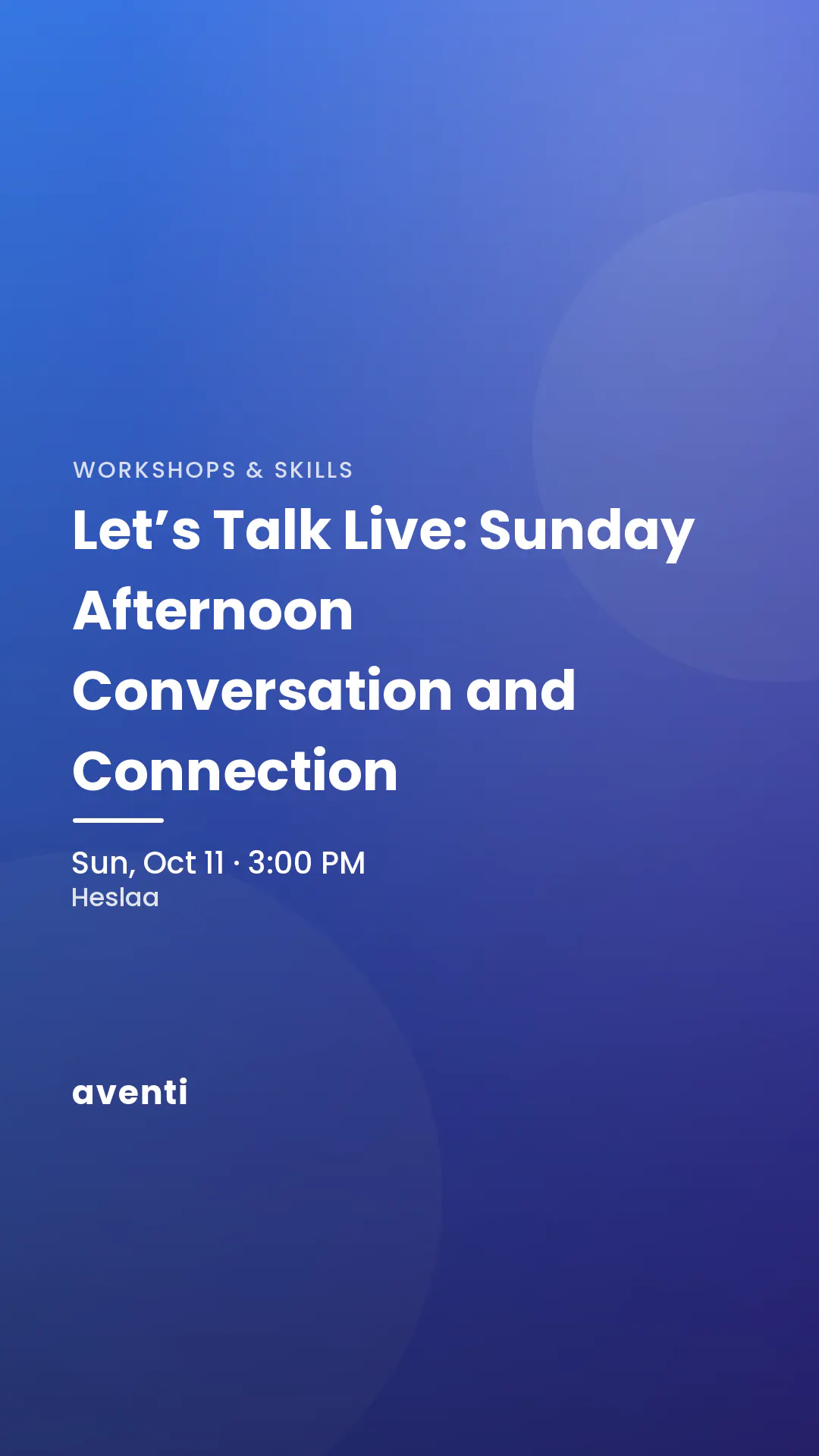 Let’s Talk Live: Sunday Afternoon Conversation and Connection