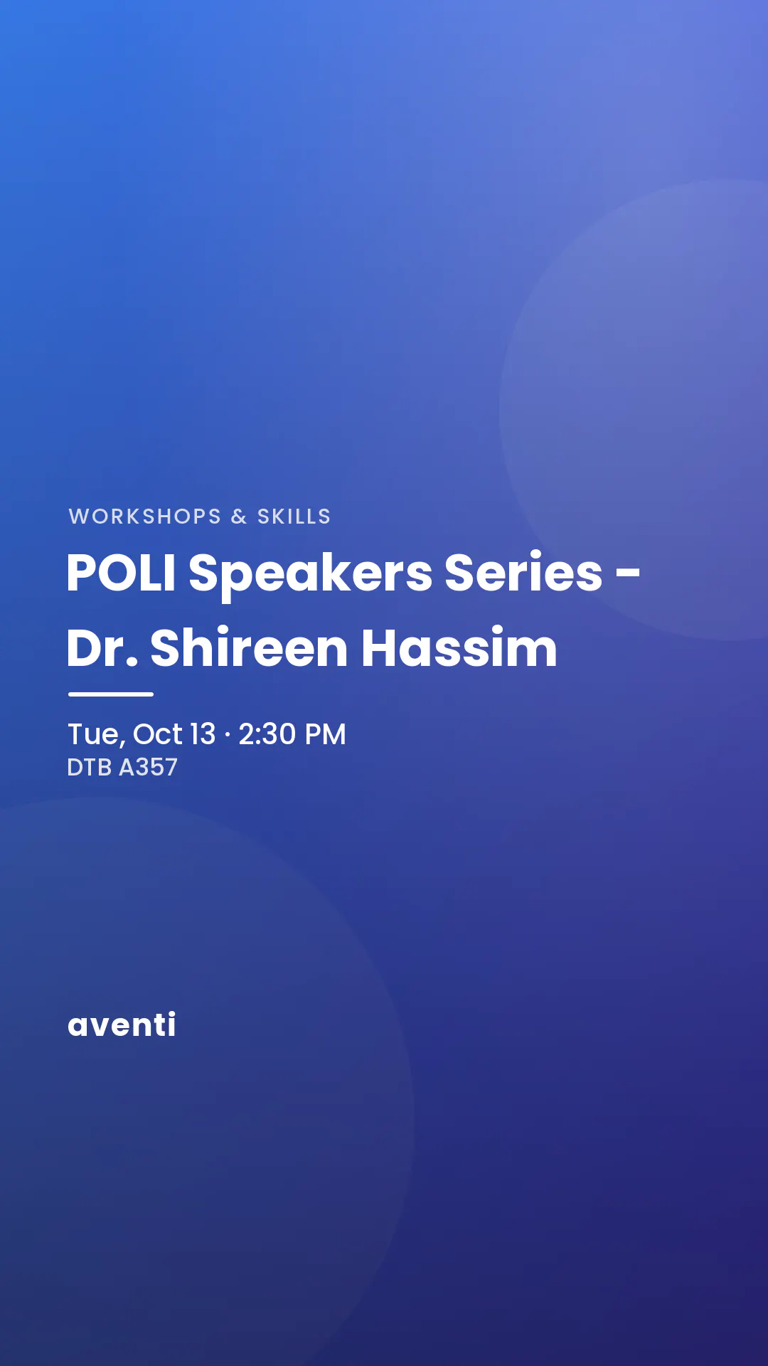 POLI Speakers Series - Dr. Shireen Hassim