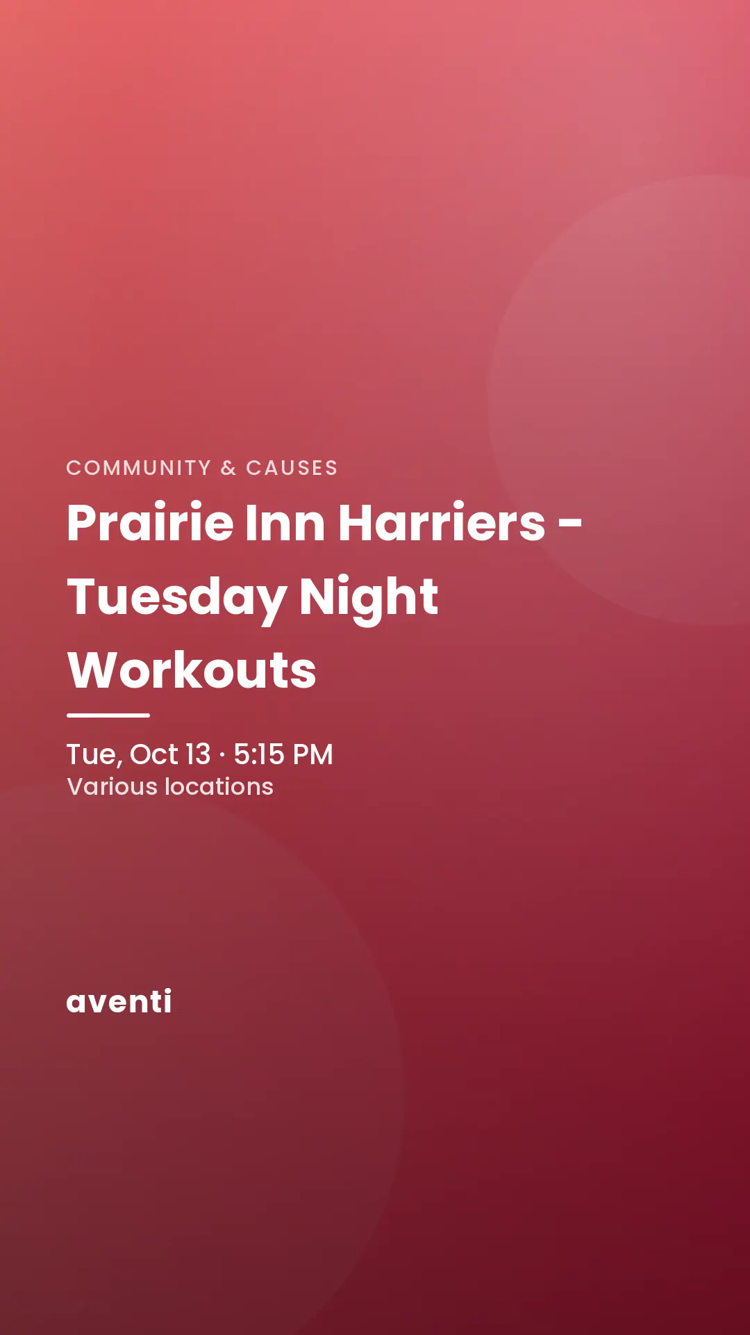 Prairie Inn Harriers - Tuesday Night Workouts