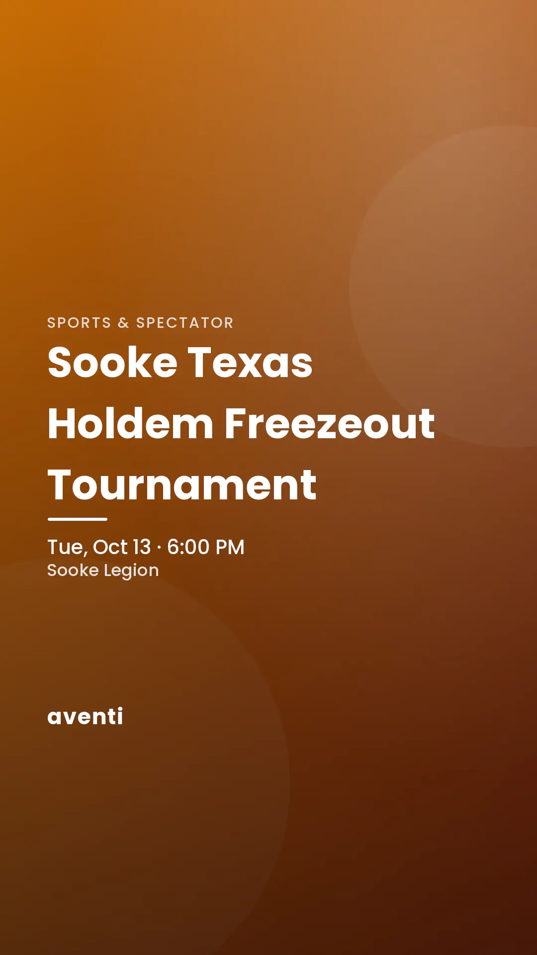 Sooke Texas Holdem Freezeout Tournament
