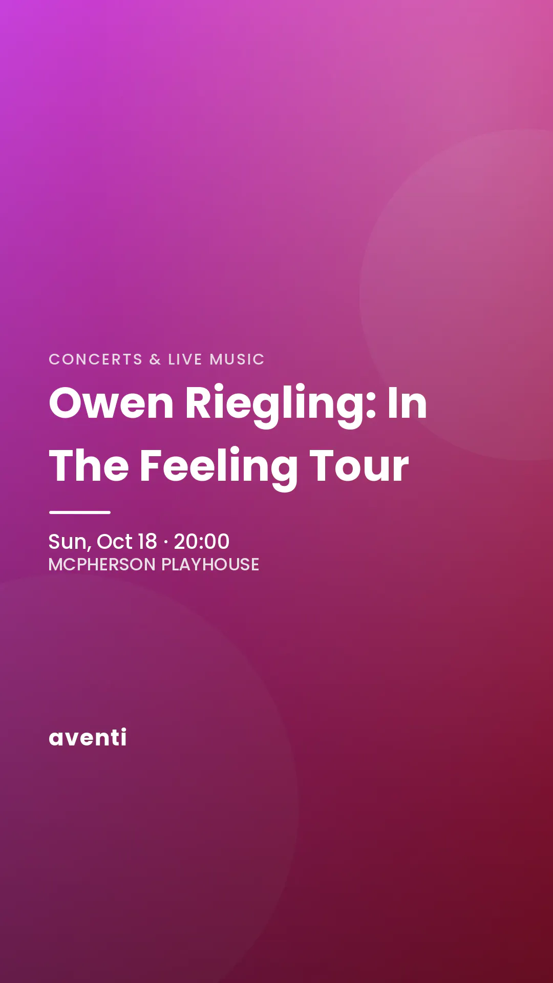 Owen Riegling: In The Feeling Tour