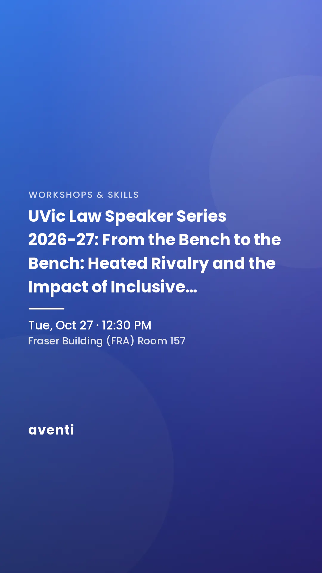 UVic Law Speaker Series 2026-27: From the Bench to the Bench: Heated Rivalry and the Impact of Inclusive Storytelling on Public Sentiment, Public Policy and the Law with Prasanna Ranganathan
