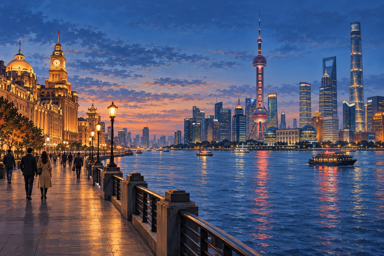 Pudong skyline seen from the Bund in late afternoon