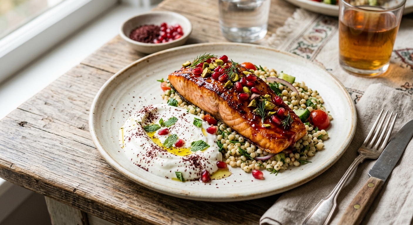 Levantinischer Granatapfel-Lachs mit Sumach-Joghurt