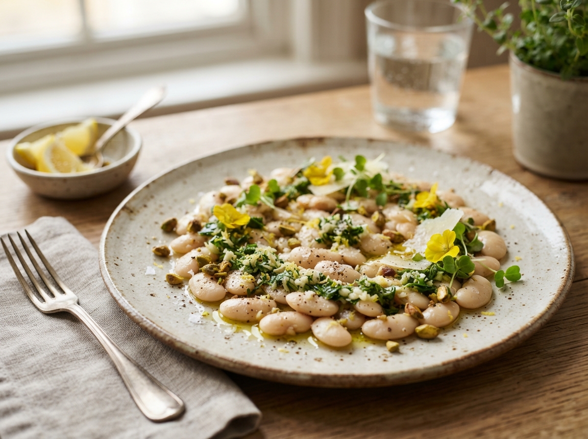 Cannellini-Bohnen-Carpaccio mit Zitronen-Gremolata