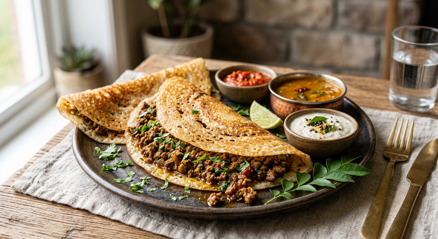 Masala Keema Frühstücks-Dosa