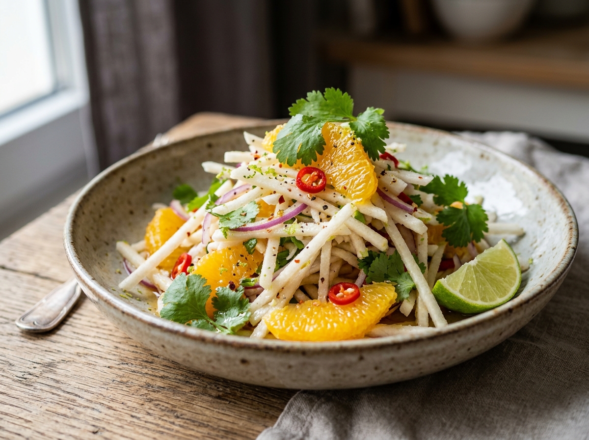 Zitrus-Jicama-Salat mit Chili-Limetten-Vinaigrette