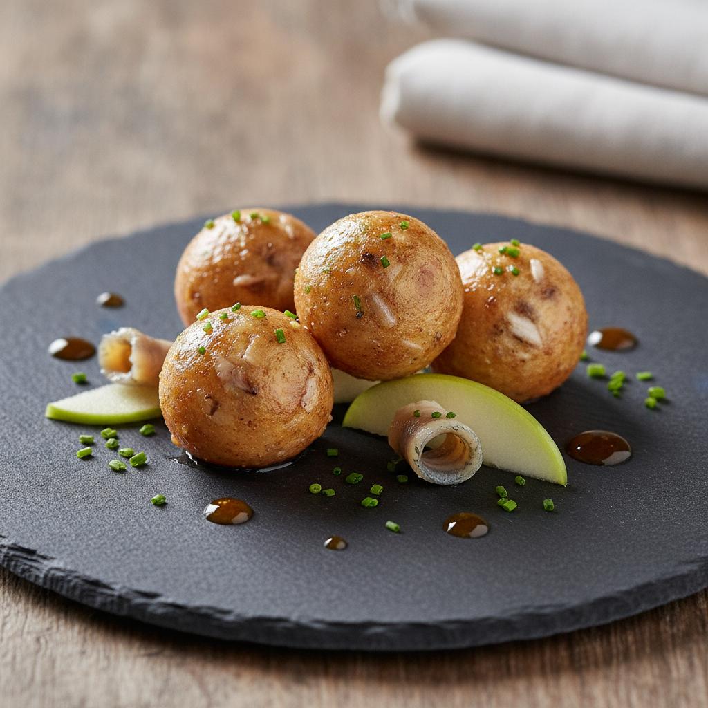 Nordische Räucheraal-Apfel-Pralinen