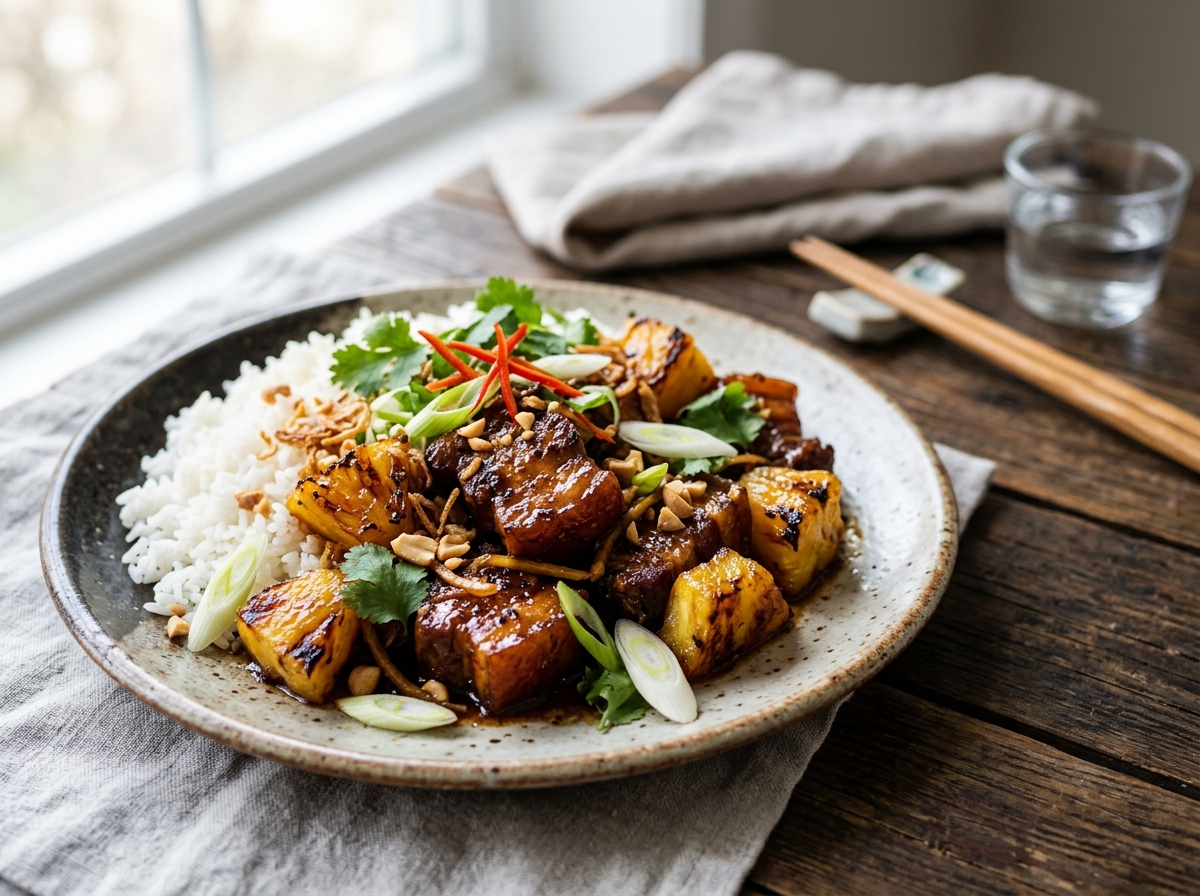 Vietnamesisches Karamell-Schweinefleisch mit Ingwer-Ananas
