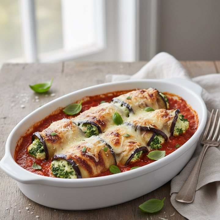 Auberginen-Parmigiana-Rollen