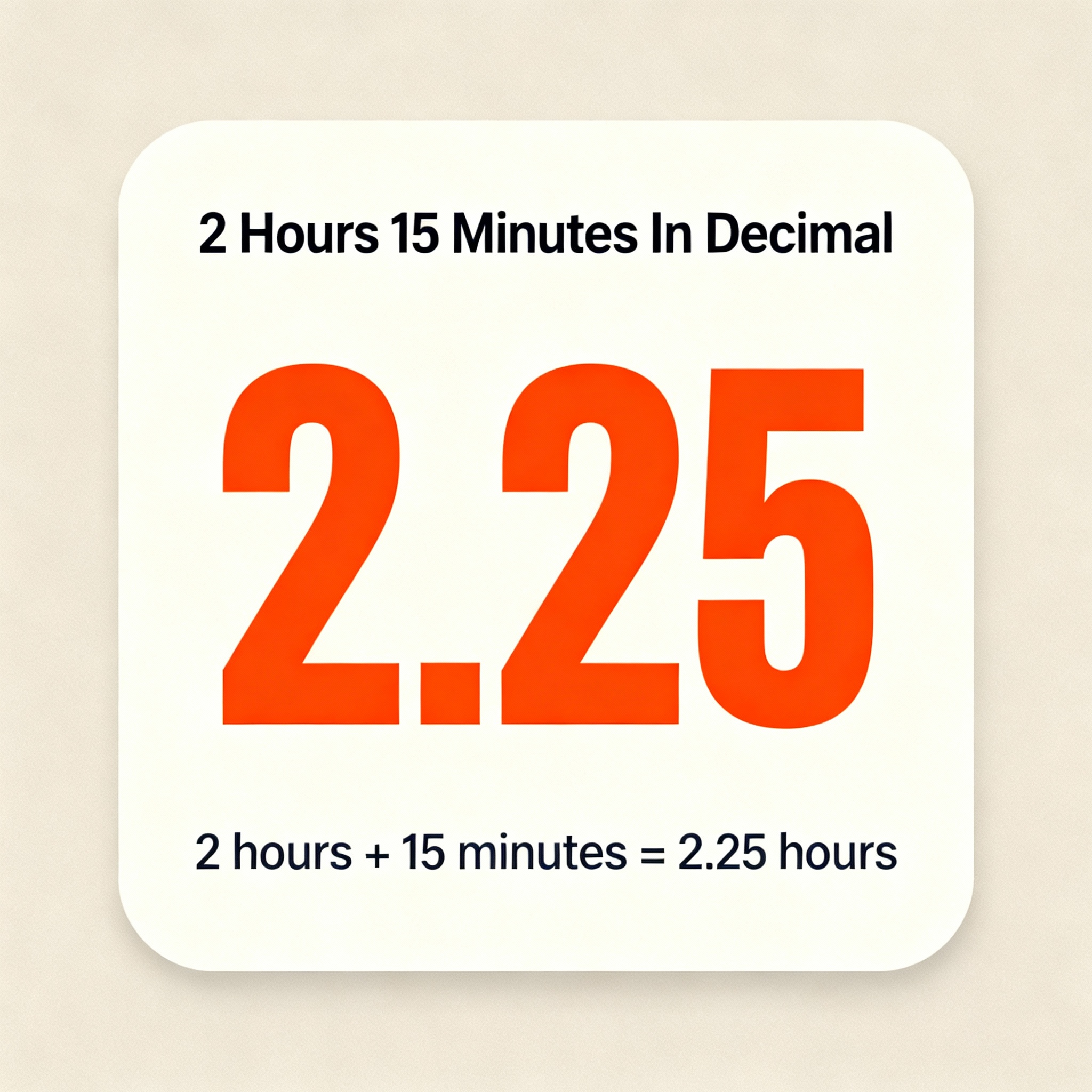 2 Hours 15 Minutes In Decimal