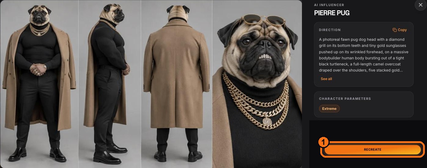 Pierre Pug's character sheet. Hit Recreate (1) to load him into your builder.