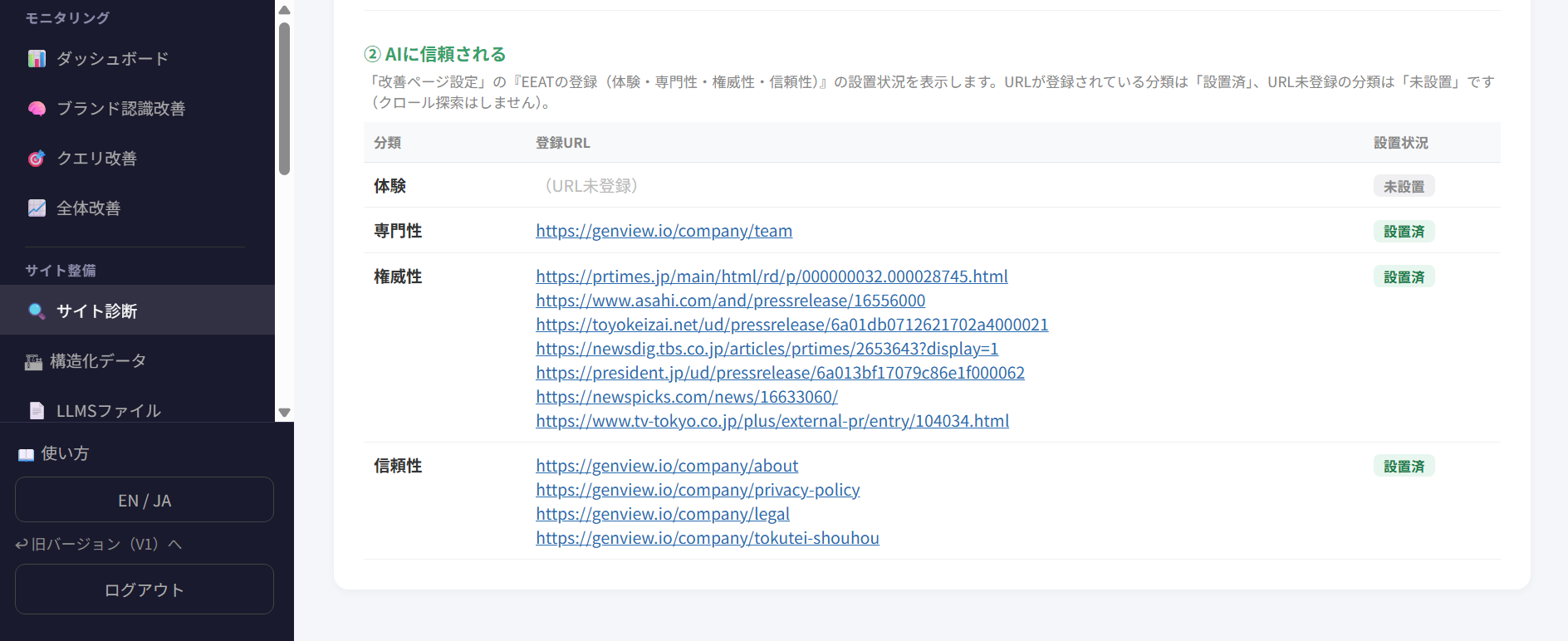 AIに信頼される診断結果の画面