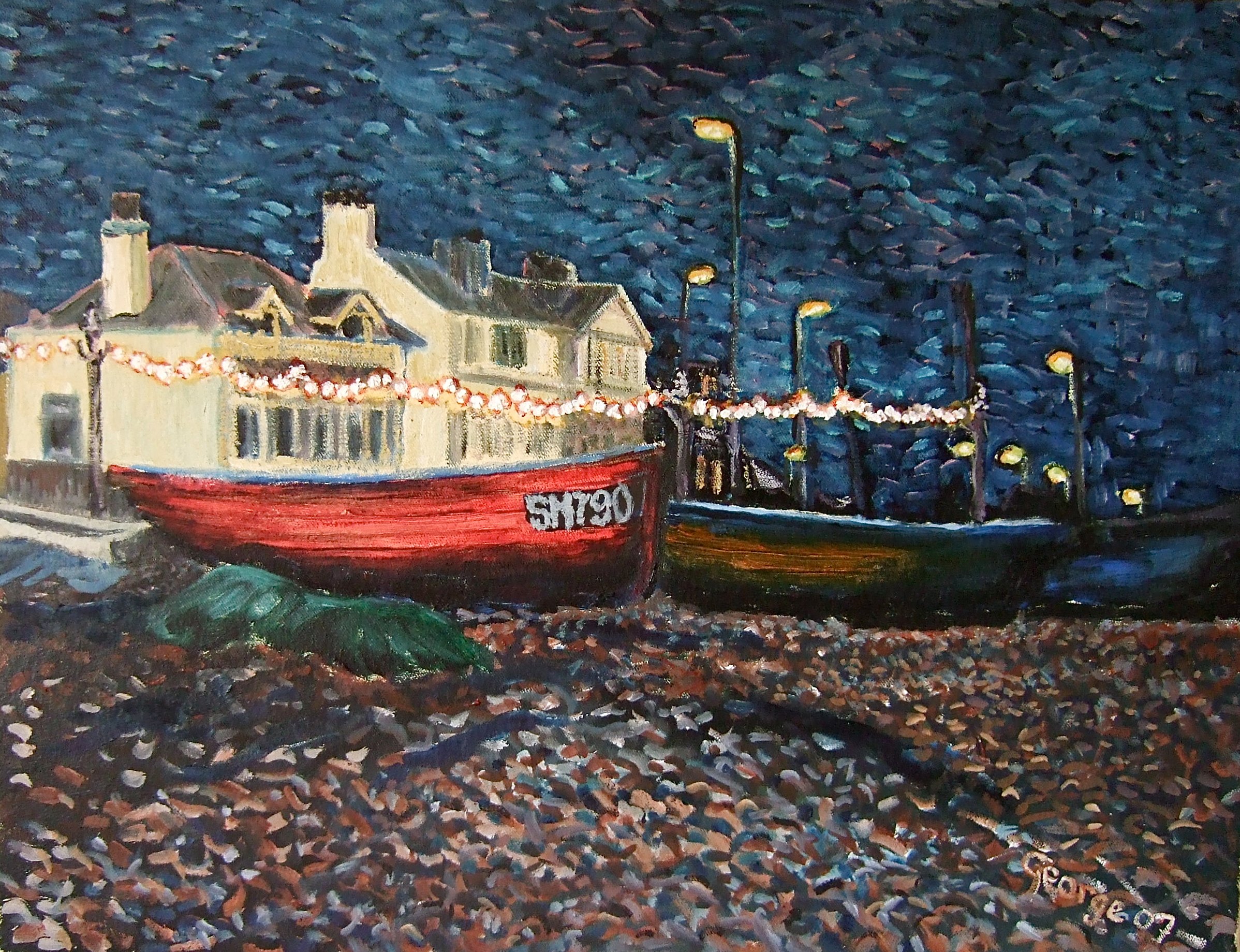 Fishing Boats at Night