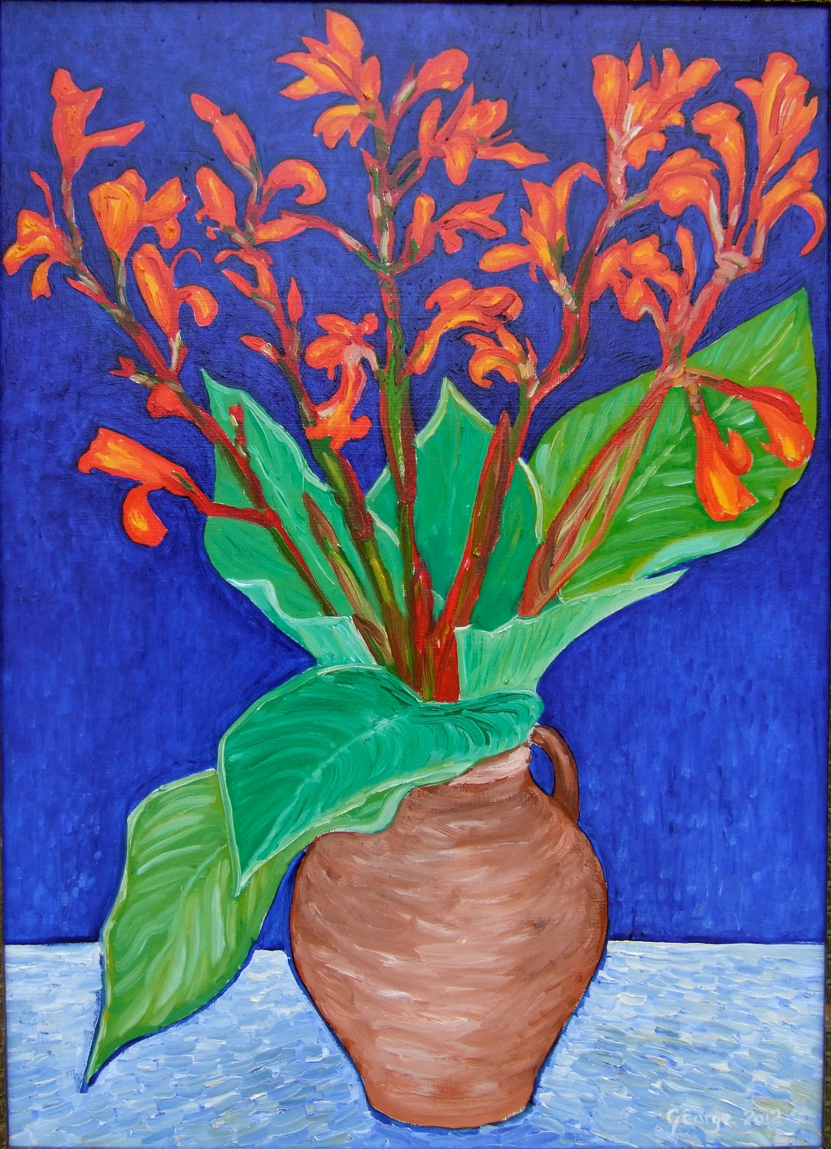 Cannas in Terracotta Pot