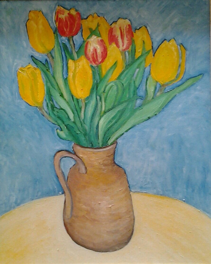 Tulips in Terracotta Jug