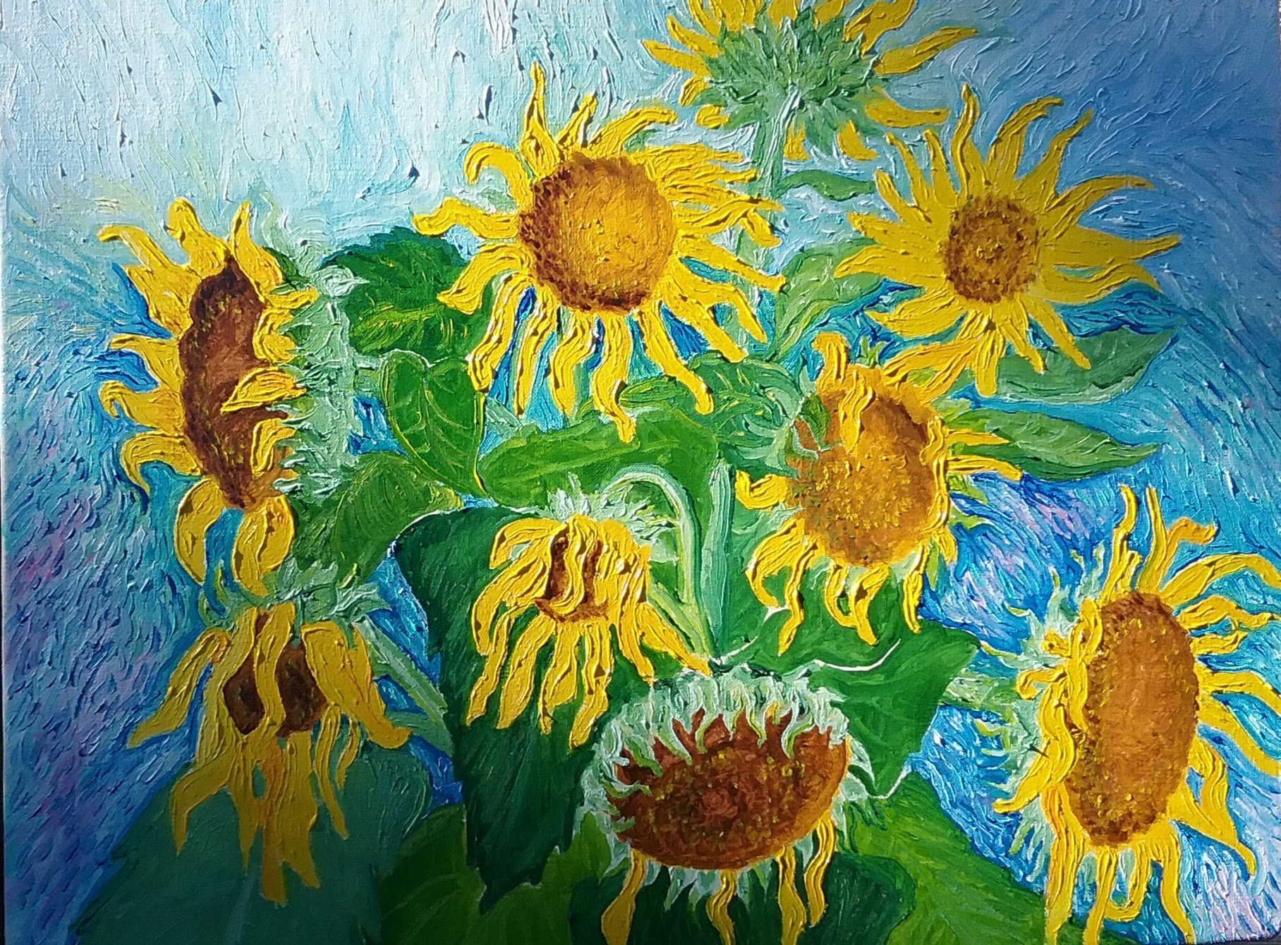 Sunflowers Green Leaves