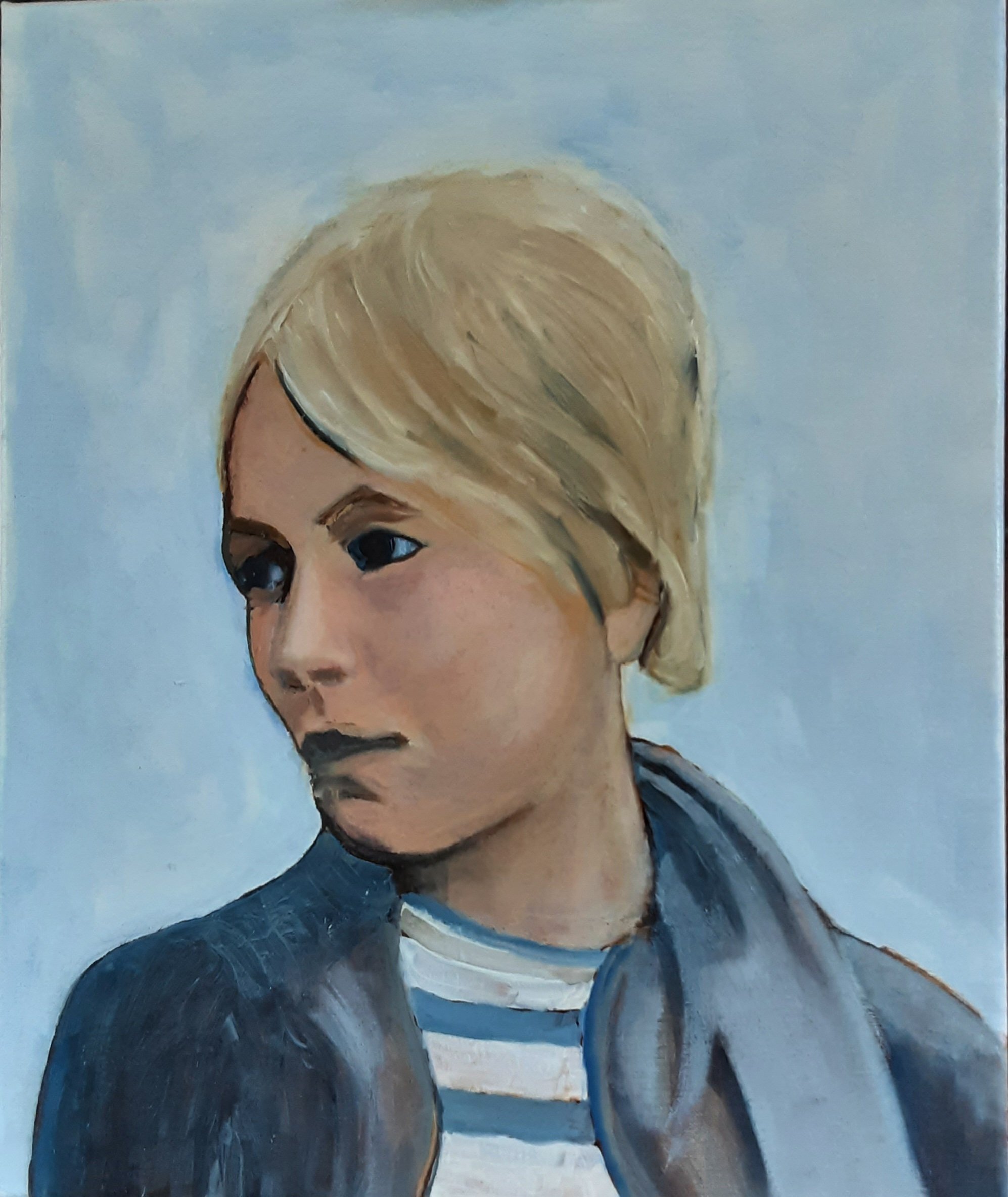 June with Blue Background
