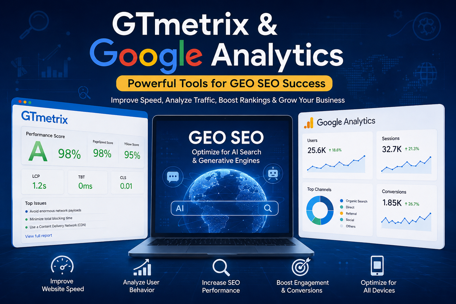 GTmetrix & Google Analytics for GEO SEO in 2026