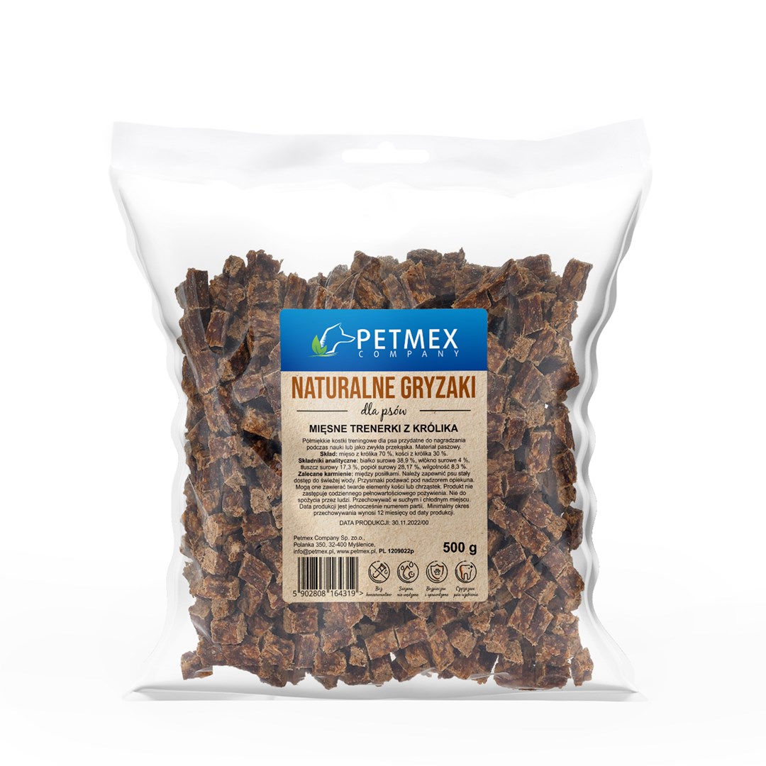 PETMEX Mięsne trenerki królik dla psa 500g