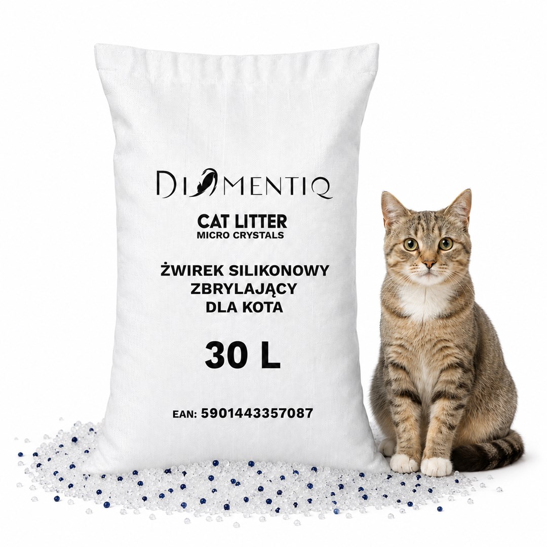 DIAMENTIQ żwirek micro crystals silikonowy, zbrylający dla kota 30l