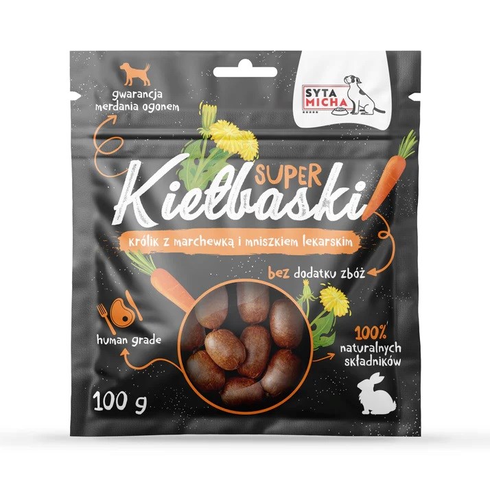 Syta Micha Super kiełbaski z królikiem – przysmak dla psa - 100g