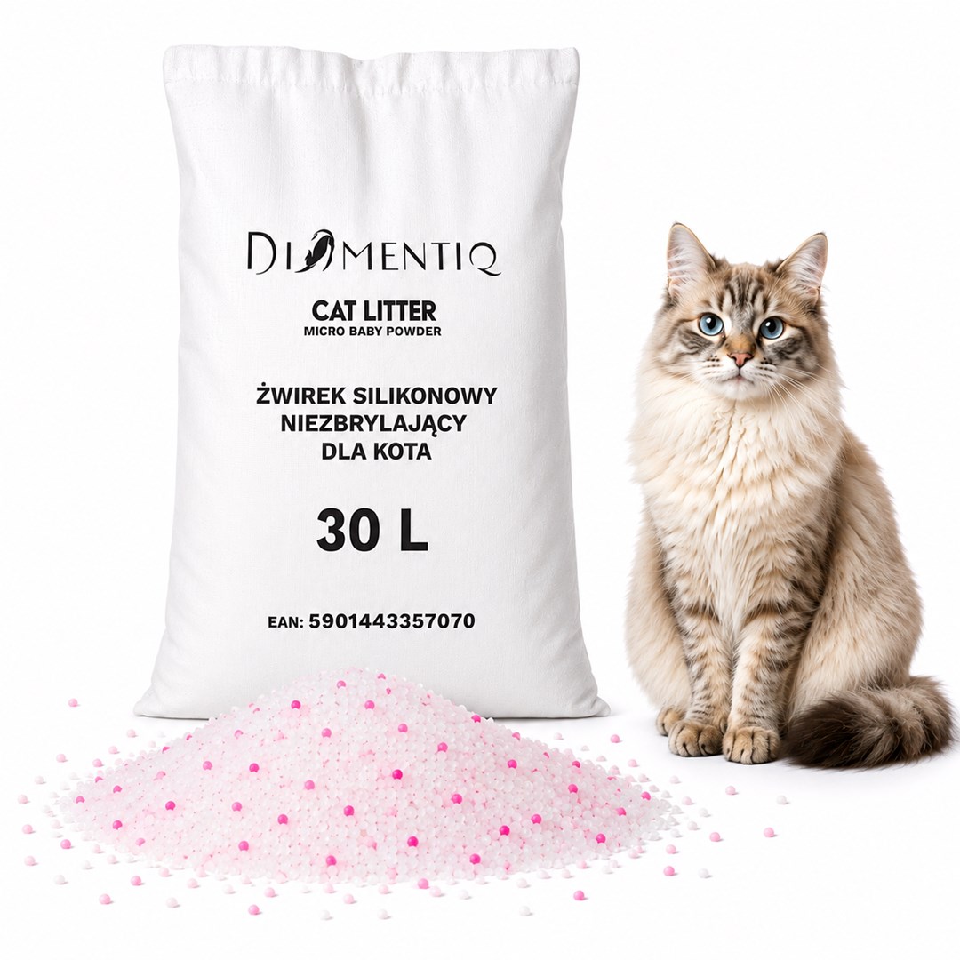 DIAMENTIQ żwirek baby powder silikonowy, niezbrylający dla kota 30l