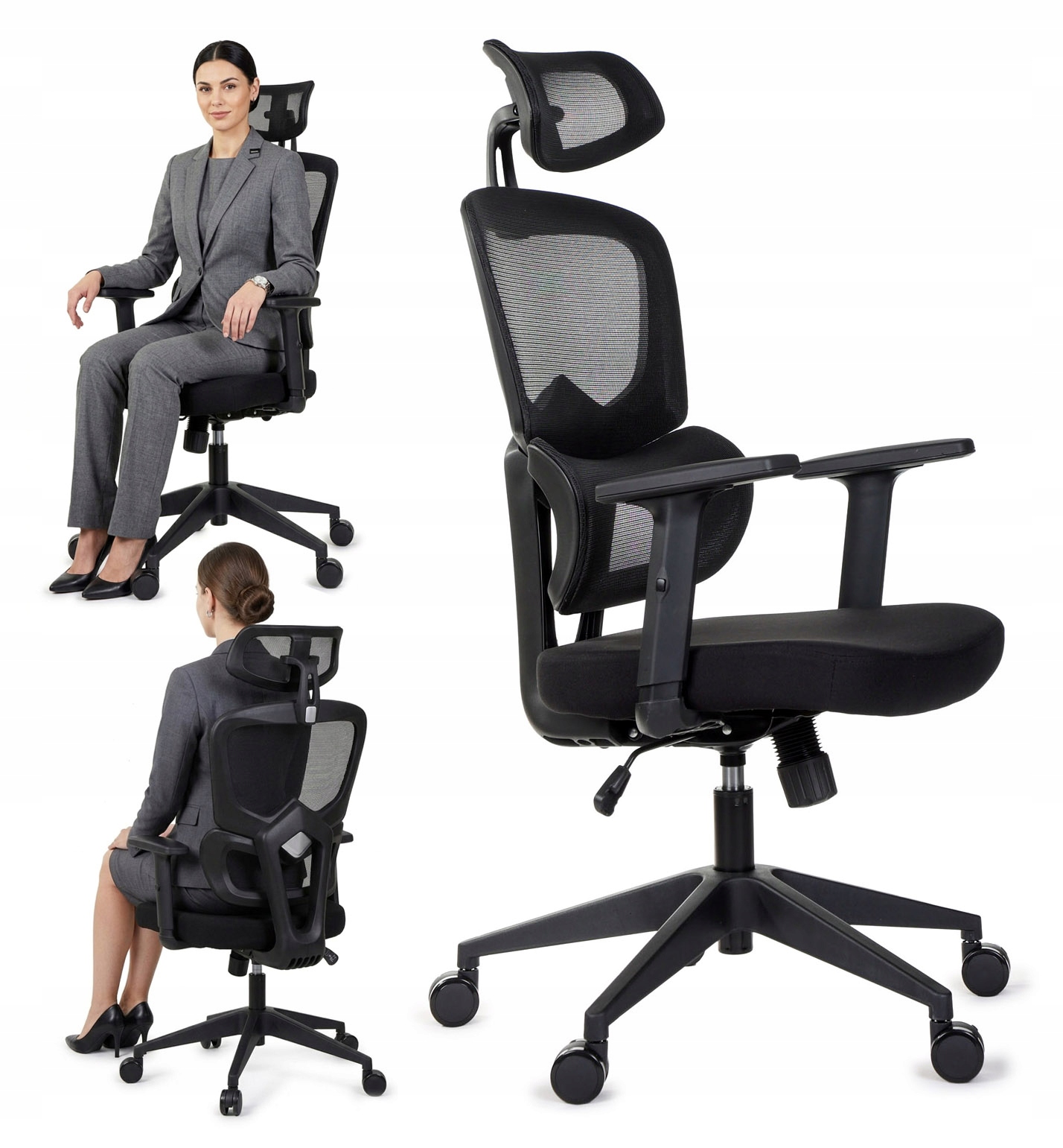 Ergonomiczny fotel biurowy GIOSEDIO FXA004 regulowane podłokietniki, BHP