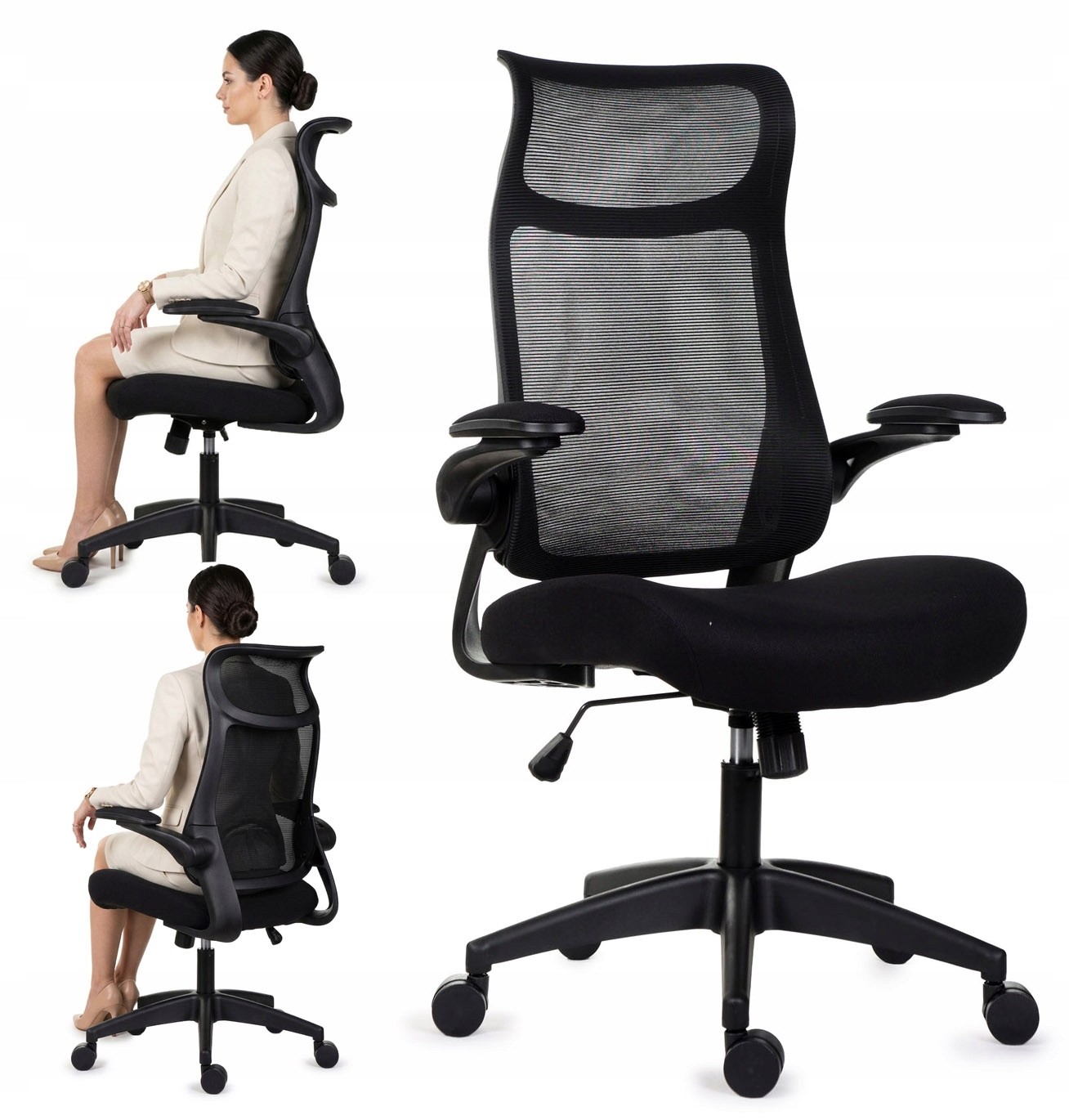 Ergonomiczny fotel biurowy GIOSEDIO FHX004 regulowane podłokietniki, BHP