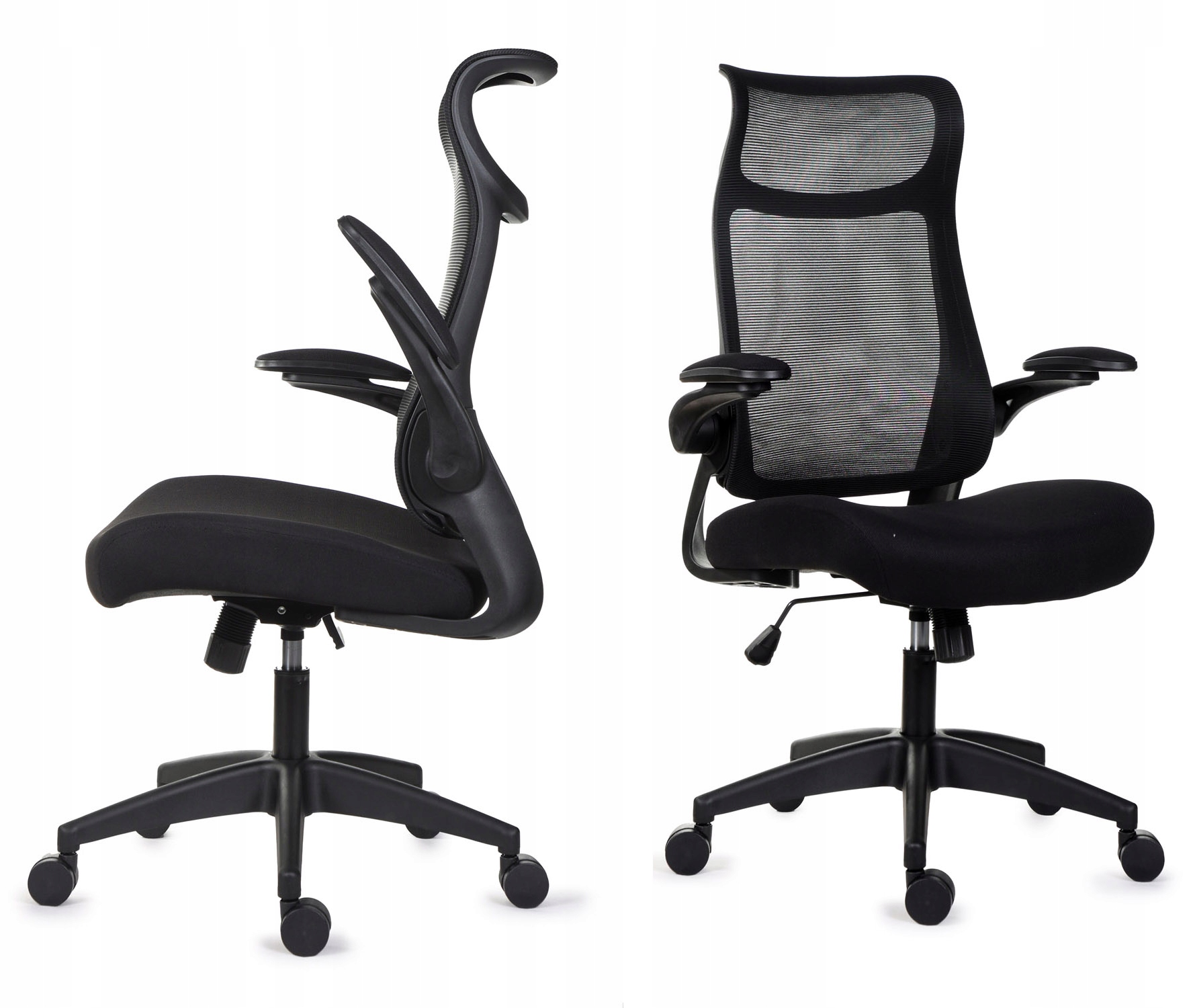 Fotel ergonomiczny Giosedio z siatki, regulowane podłokietniki, czarny FHX004