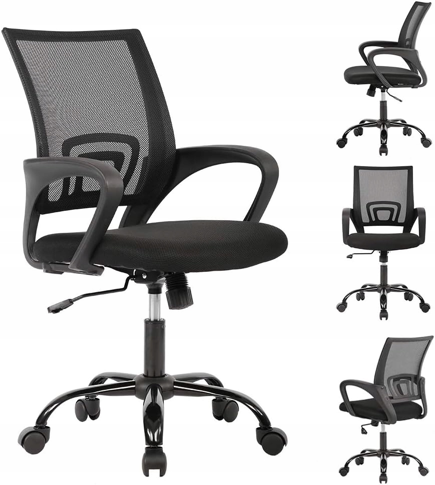 Fotel biurowy obrotowy ergonomiczny z siatki i tkaniny, wygodny i stabilny