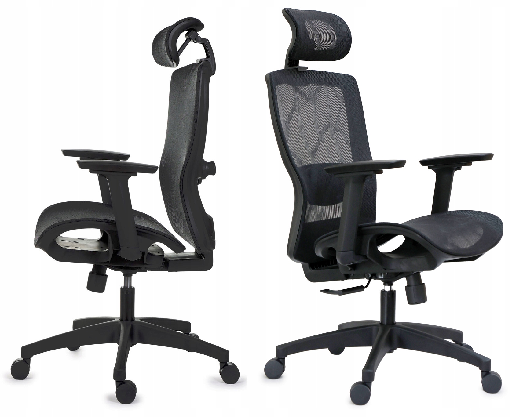 Fotel biurowy ergonomiczny Giosedio z zagłówkiem, z siatki, czarny FXC004