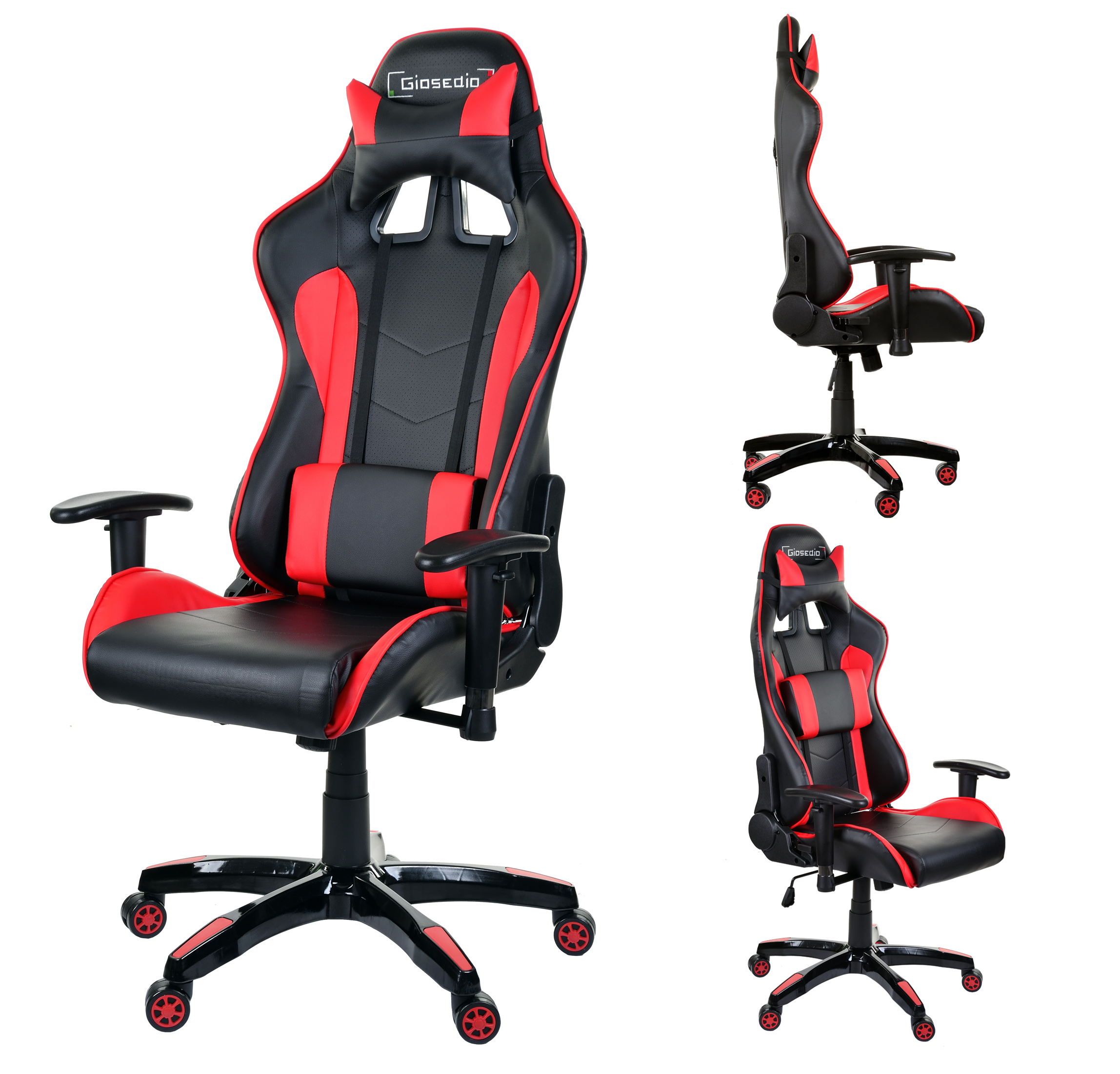 Fotel gamingowy Giosedio ergonomiczny, ekoskóra, czerwony GSA041
