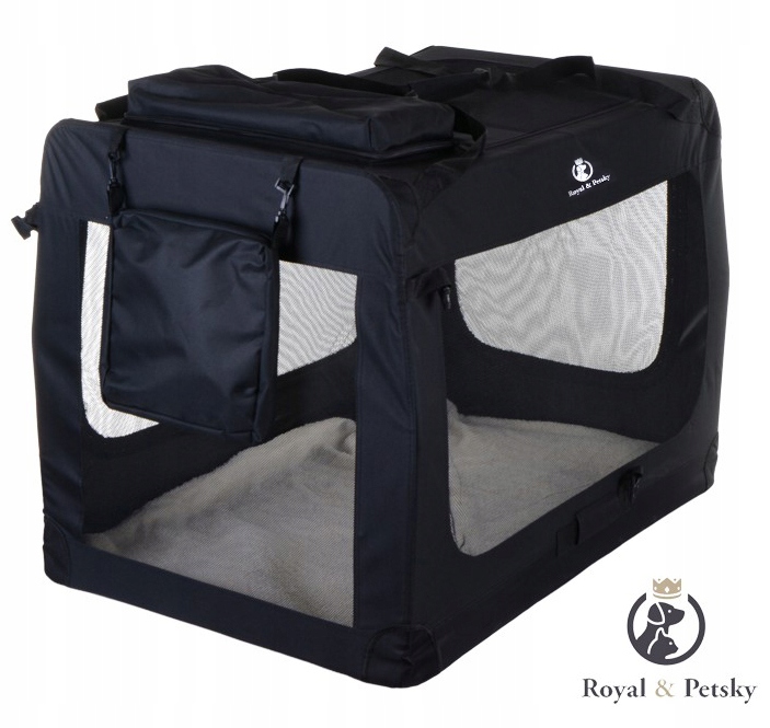 Transporter dla psa kota torba transportowa KOJEC 88x65x58 cm czarny r. XXL