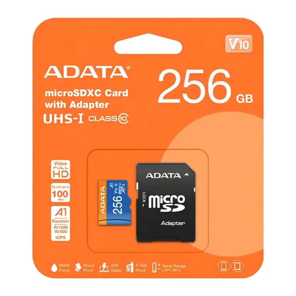 MEMORIA MICRO SD ADATA 256GB CLASE 10 CON ADAPTADOR - AUSDX256GUICL10