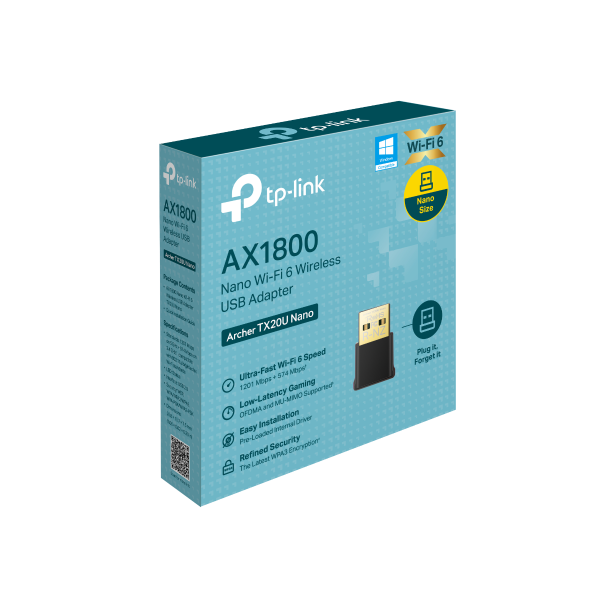 ADAPTADOR TP-LINK ARCHER TX20U NANO WIFI 6 AX1800 USB 3.0 DOBLE BANDA
