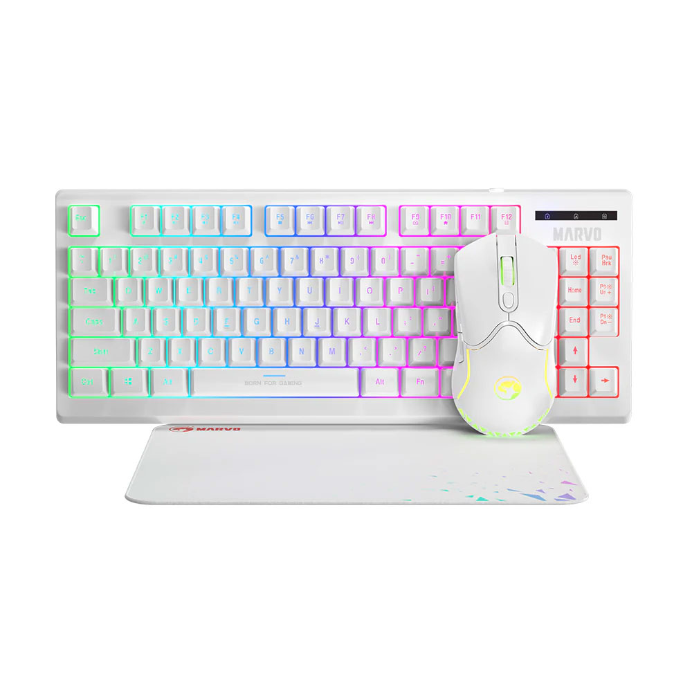 COMBO MARVO CM310 WH EN LOOT 30 BLANCO 3 EN 1 TECLADO MOUSE MOUSEPAD