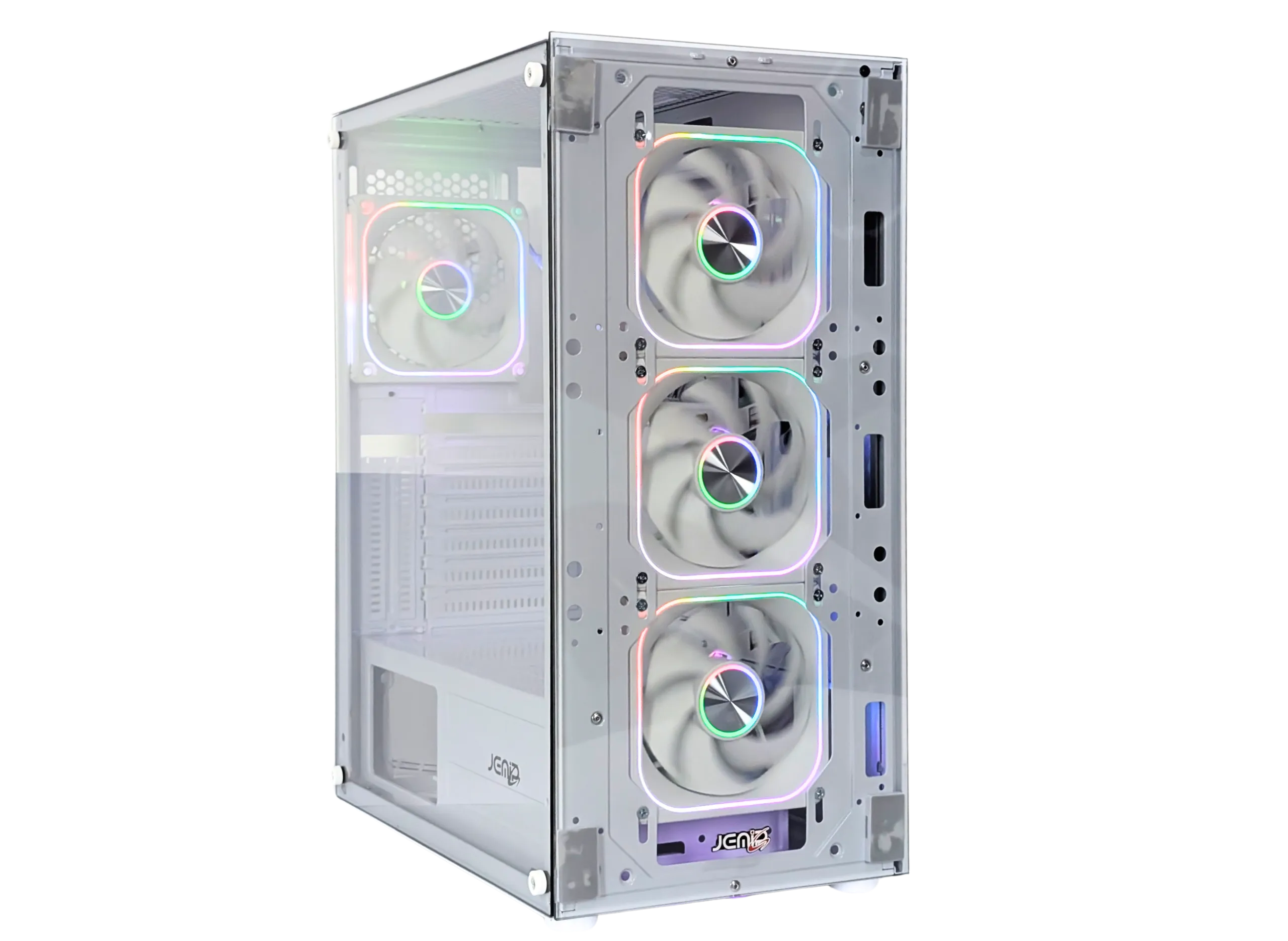CASE JEMIP GAMING NOVA MICRO ATX 2XUSB+USB3.0 HD AUDIO 4XFAN ARGB +PWM HUB CONTROL VIDRIO TEMPLADO - BLANCO